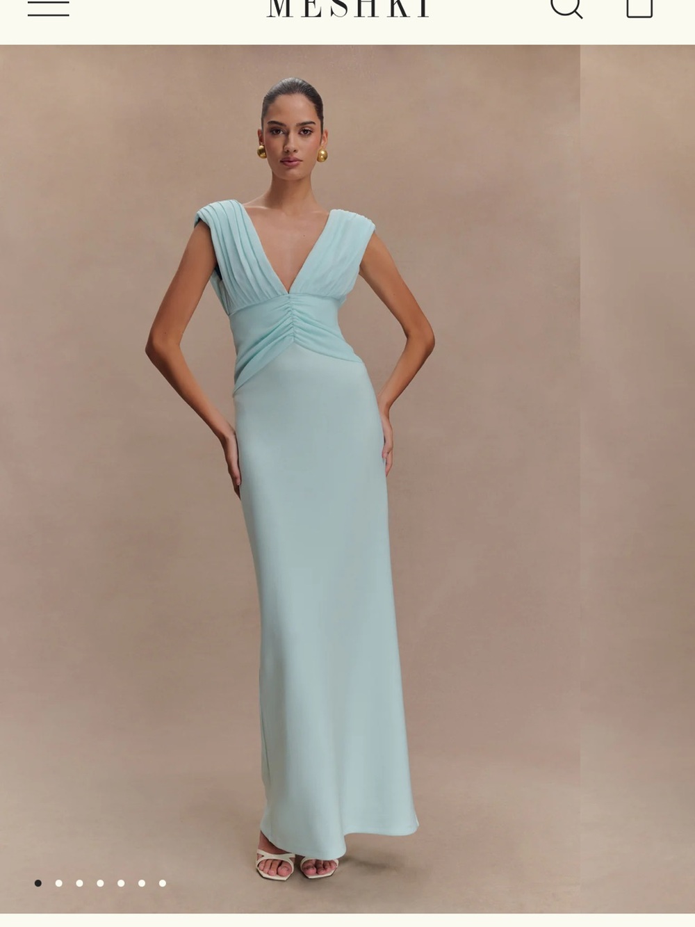 NWT Meshki Pale Blue Plunging V-Neck Maxi Dress